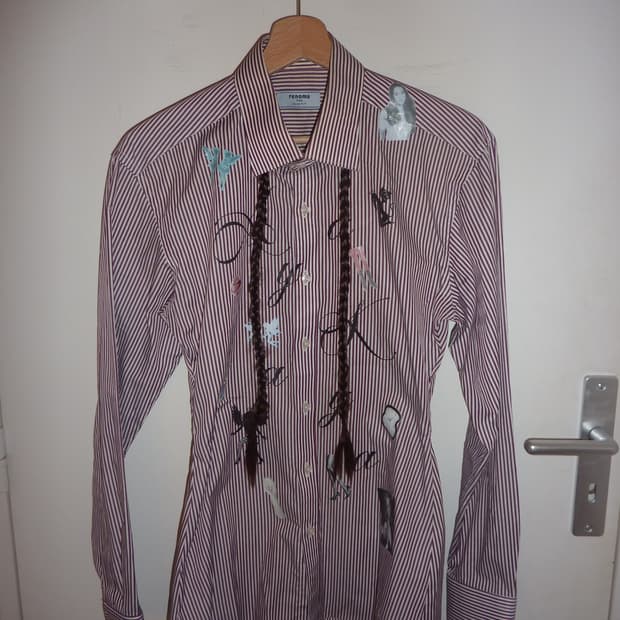 Braided long hair stripe shirt