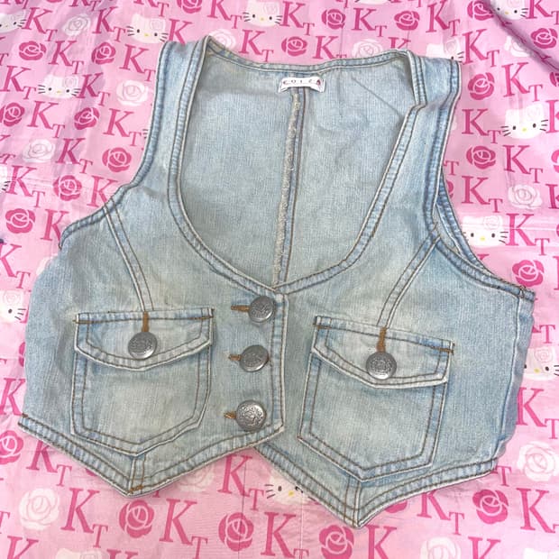 연청 베스트 빈티지 숏 조끼