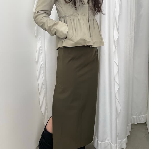 Hiroko bis 카키 롱 스커트