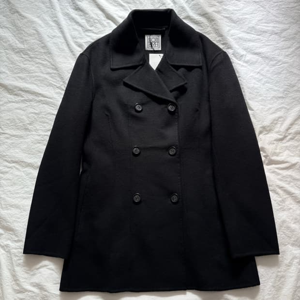 토템 울 하프 더블 코트 블랙 36