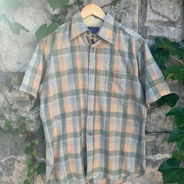 80s pendleton 펜들턴 울 체크 셔츠 L