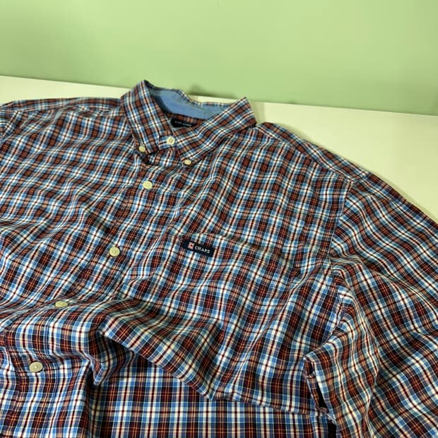 XXL 챕스 랄프로렌 오버핏 원포켓 체크 코튼 반팔셔츠