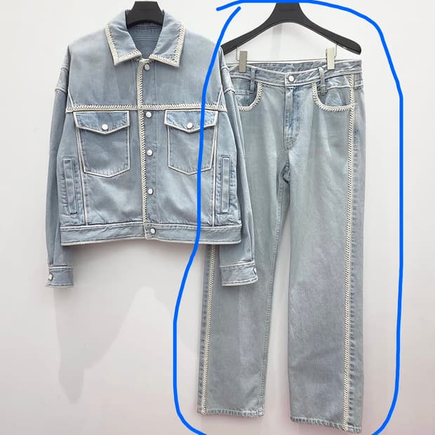 우영미 25SS 블루 크로셰 데님 팬츠 48