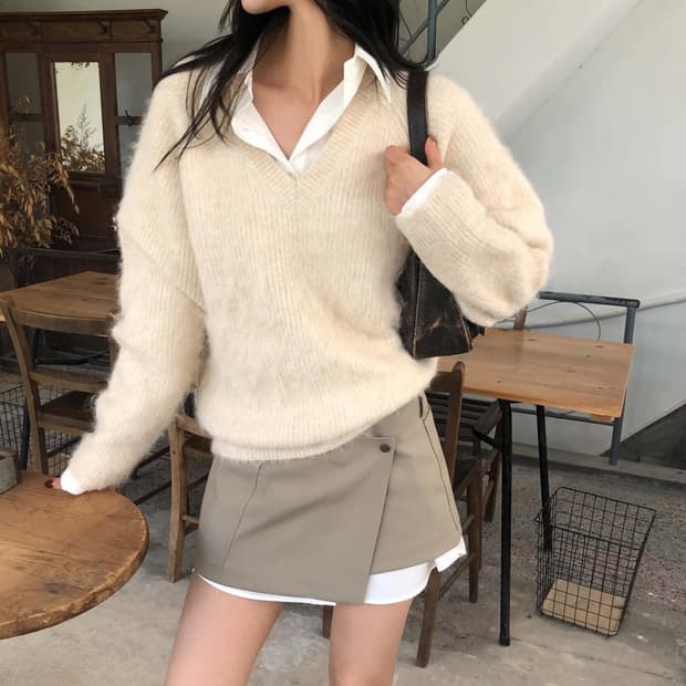 오솔 아카이브 벌키 아이보리 니트