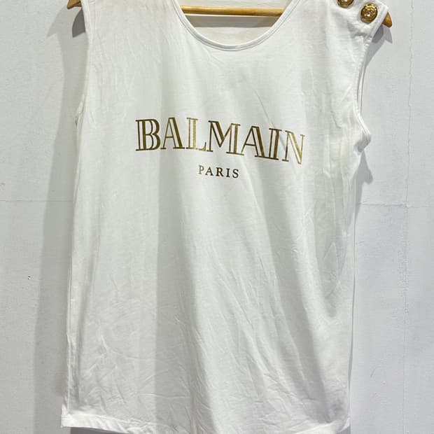 발망 여성 금장단추 민소매 티셔츠 화이트 T.36 정품