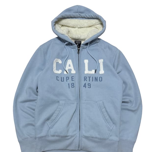 후아유 양털 스카이블루 후드집업