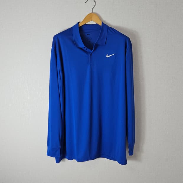 나이키 신형 드라이핏 기능성 긴팔 카라티 폴로 블루 XL (새상품)