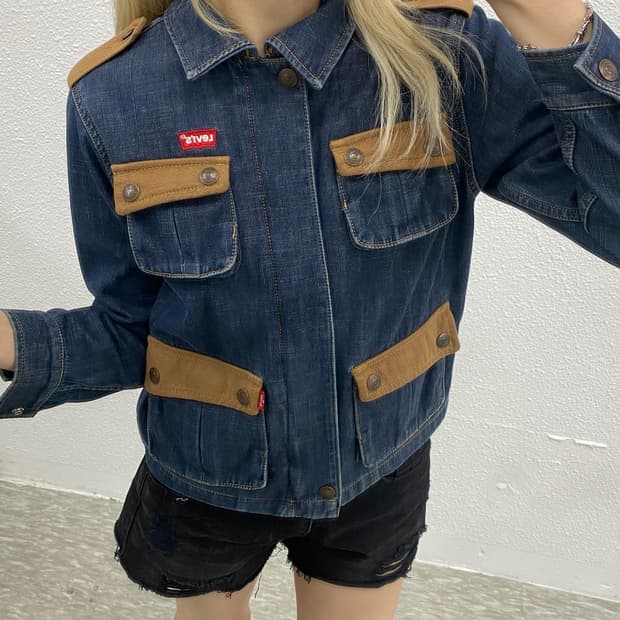 00s Y2K 리바이스 시그니처 빅로고 데님 집업 자켓 10.0