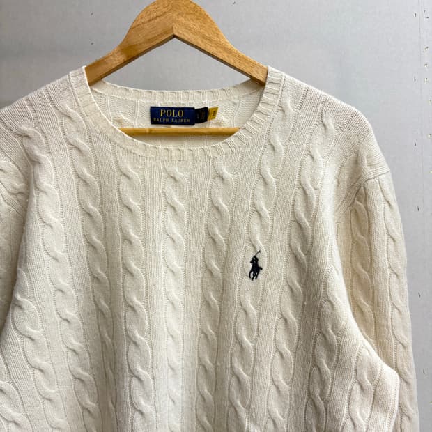 폴로 꽈배기 울 니트