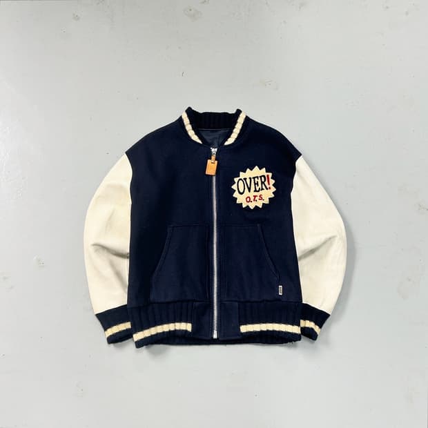 오버 더 스트라이프 레더 스타디움 자켓 