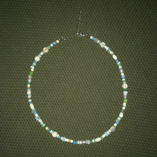 블루&그린 믹스비즈 목걸이