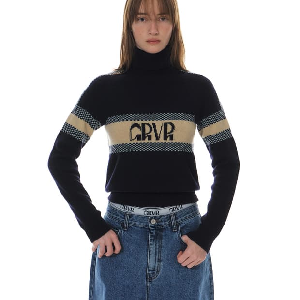 그로브 터틀넥 니트 네이비