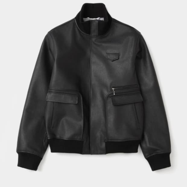 [50] 강정석 하이넥 레더 자켓 블랙