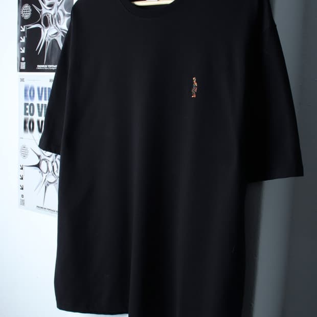 (L-2XL) 파르티멘토 반팔 티셔츠 스몰로고 블랙 올드스쿨-H31818