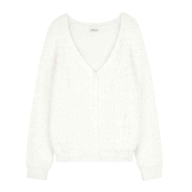 클리시어 슈가플럼 헤어리가디건 화이트