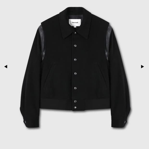 토니웩 레더 크롭 봄버 바시티 자켓 m