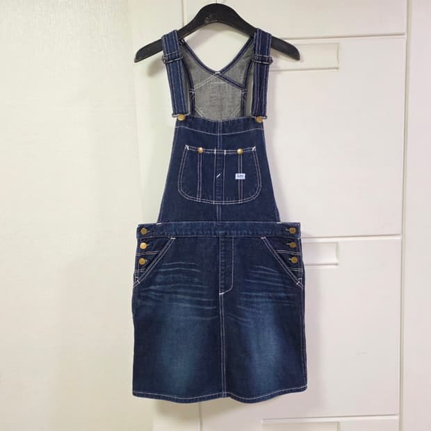JPN Lee 데님 워싱 멜빵 스커트 여성 M

