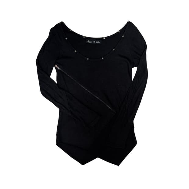 heaven and earth 지퍼 디테일 오프숄더 롱슬리브