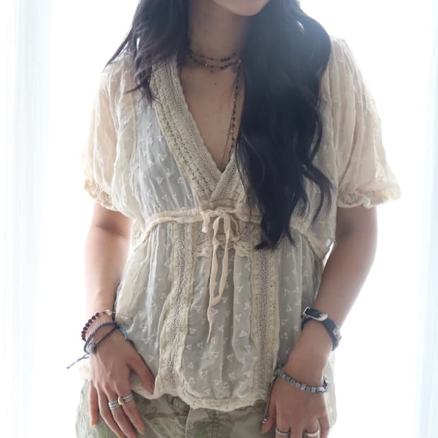 [Tsumori Chisato] Mixed Texture Blouse