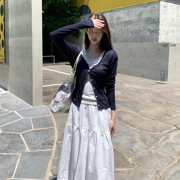 제니오 로 썸머 가디건 네이비