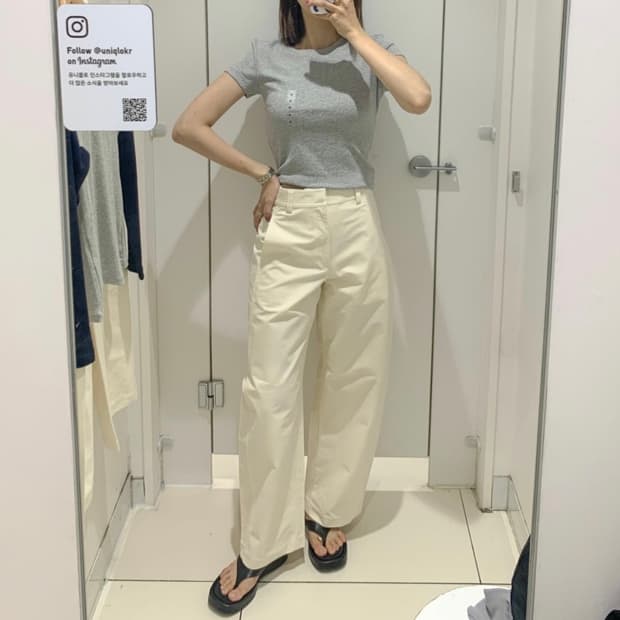 유니클로 저지배럴팬츠 s(긴 기장)