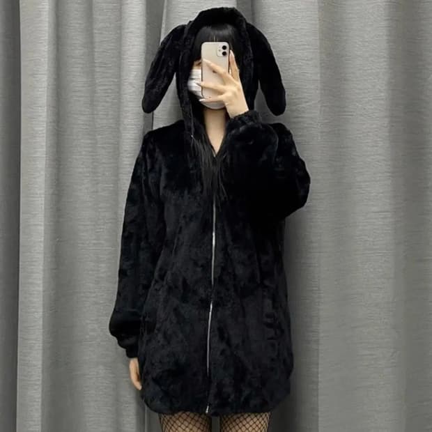 우사미미 빈티지 후드집업 토끼 갸루 락시크 펑크