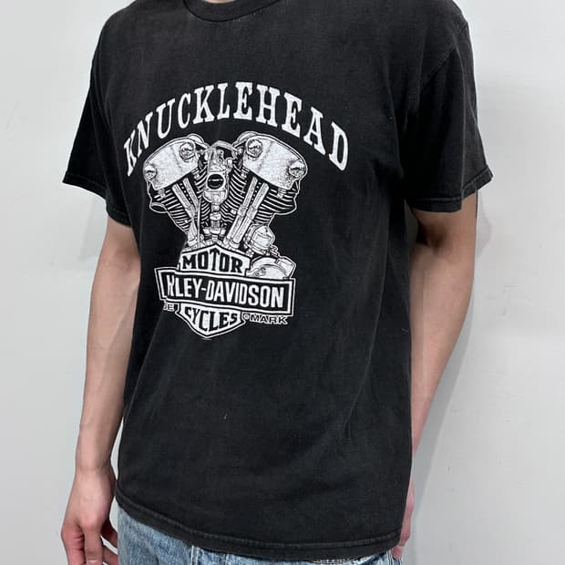 할리데이비슨 너클 헤드 그래픽 티셔츠
