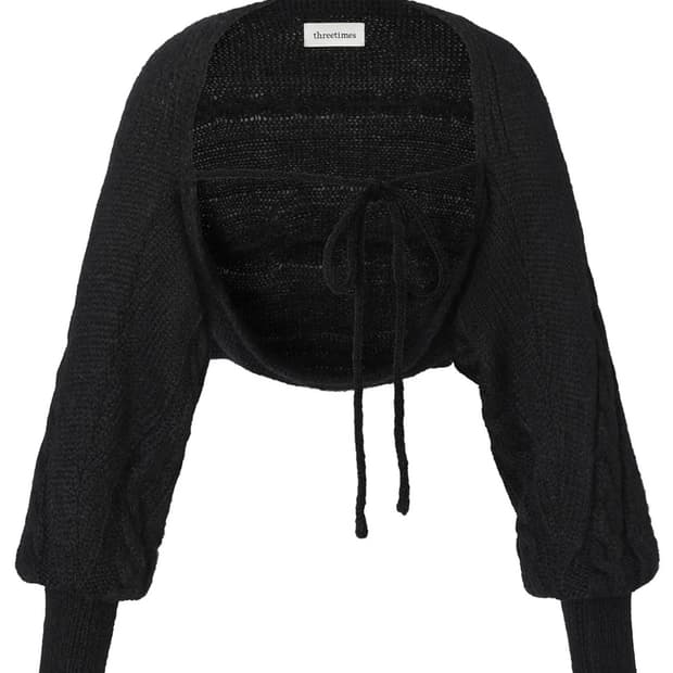 쓰리타임즈 크리미 니트 볼레로 블랙