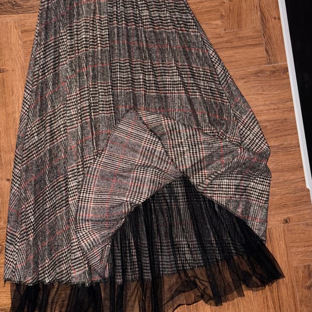 빈티지 샤 체크 플리츠 스커트