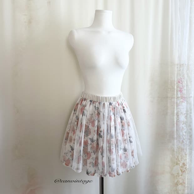 orange flower layered skirt