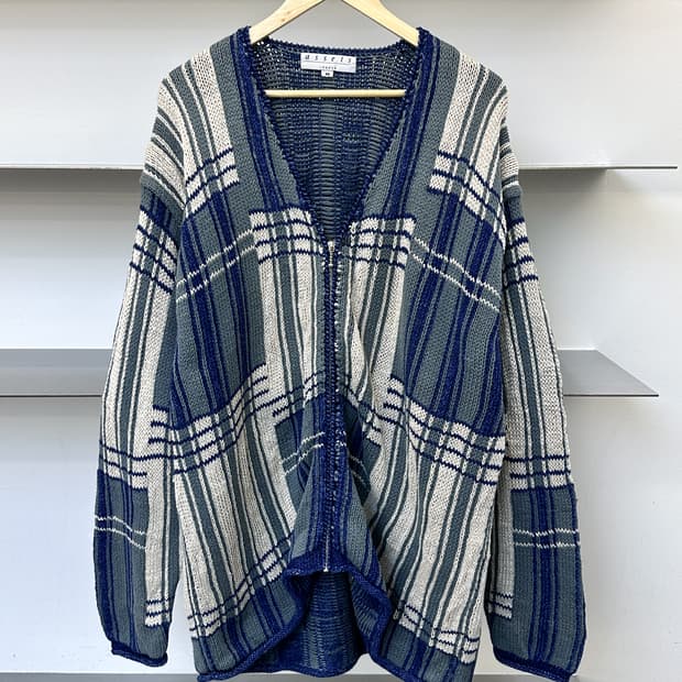 Assets London 플레이드 체크 리넨 집업 가디건