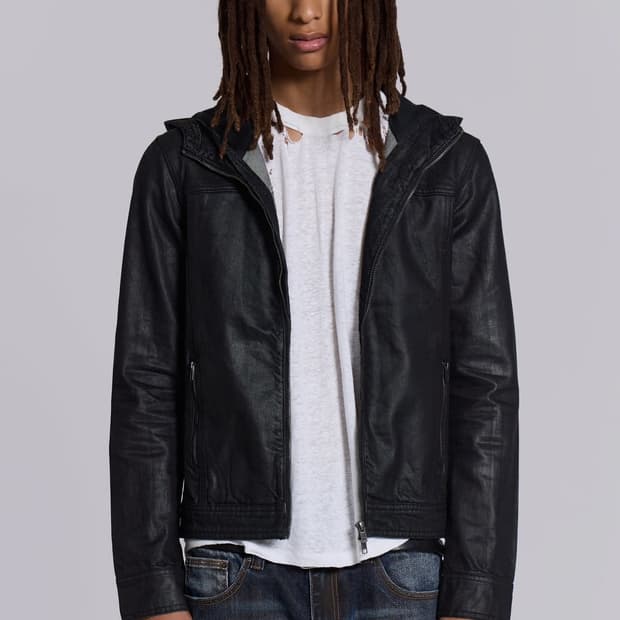 Bedrock Waxed Hooded Denim Jacket xs
