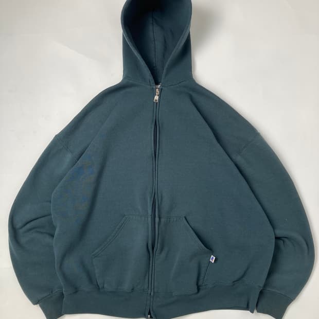 90s Russell Zip Up Hoodie (sage green)