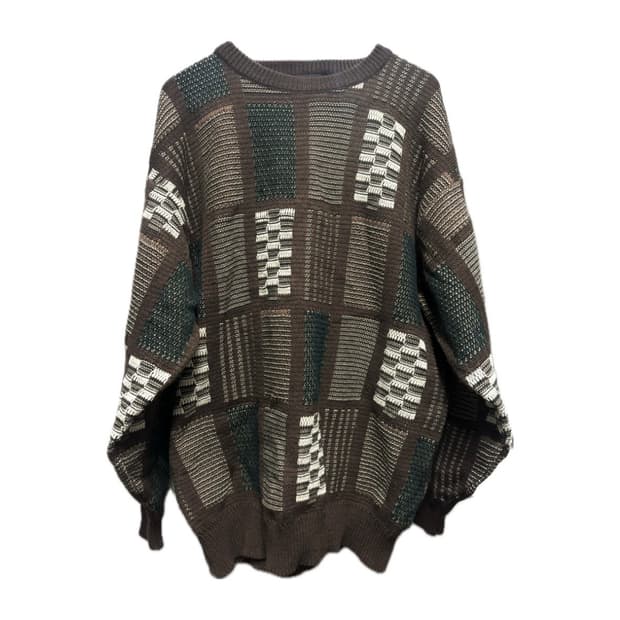 빈티지 패치워크 디자인 루즈핏 니트