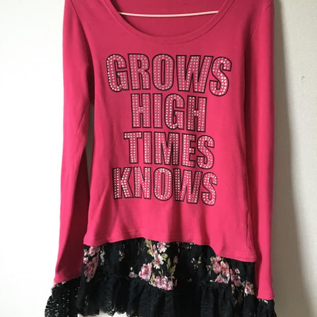 핑크 갸루 레이스 탑