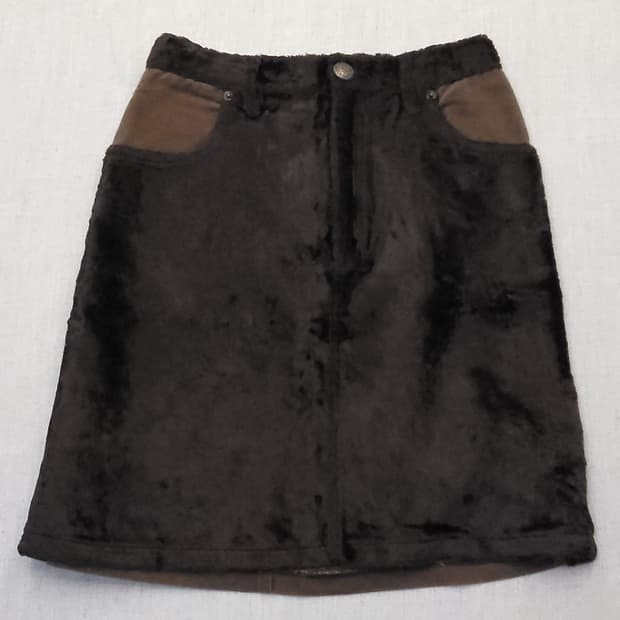 FENDU 브라운 스웨이드 미니스커트