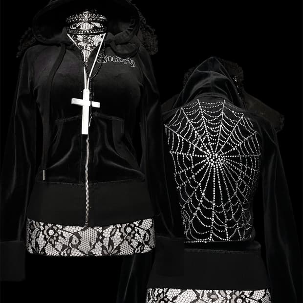 JUICY COUTURE 쥬시꾸뛰르 펑크 거미줄 웹 큐빅 후드집업