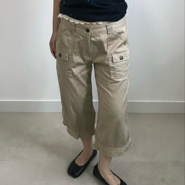 빈티지 레이스 카프리 팬츠