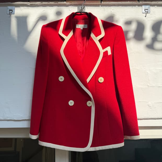 Christian Dior 크리스찬 디올 빈티지 울 레드 블레이저 44