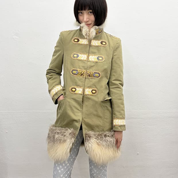 에르마노 설비노 퍼 트리밍 나폴레옹 코트