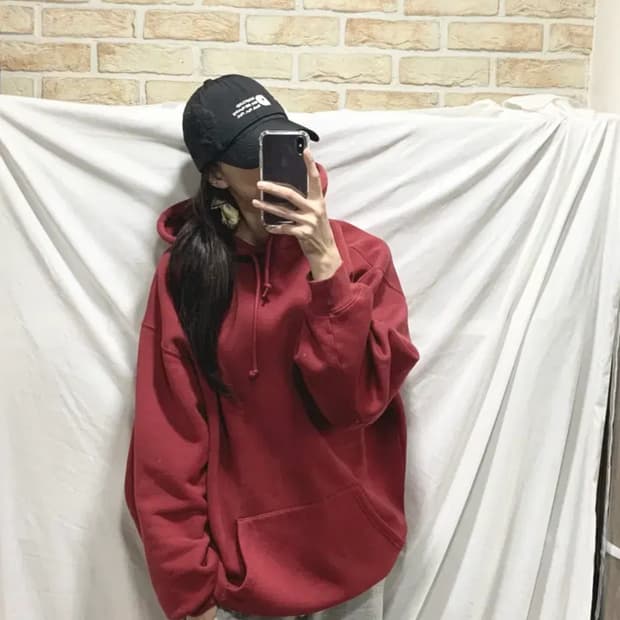 발렌시아가 후드,M,빨강