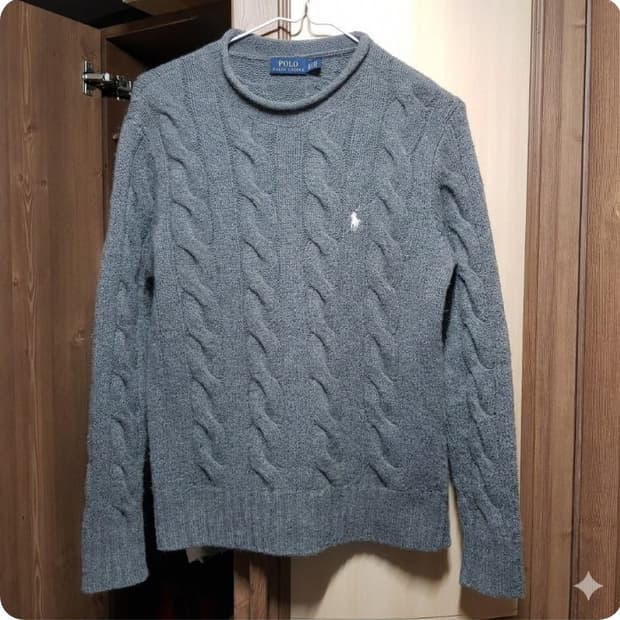 XS/폴로 랄프로렌/울+캐시미어 꽈배기니트/토-알