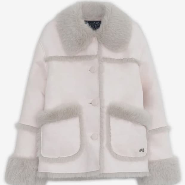 허그유어스킨 핑크 시어링 무스탕 자켓