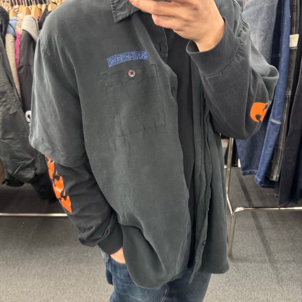 2XL)할리데이비슨 빈티지 자수 블랙 반팔셔츠