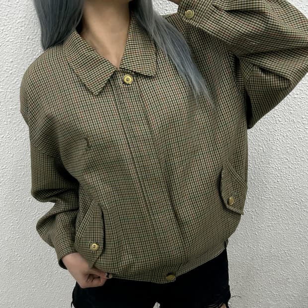 입생로랑 아이보리 체크패턴 자켓 95