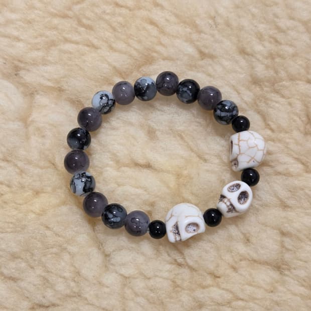 블랙 스컬 비즈팔찌