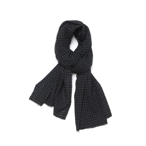 Houndstooth Check Wool Muffler Black