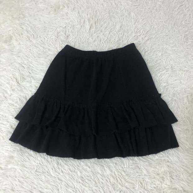 빈티지 니트 프릴 블랙 미니 스커트