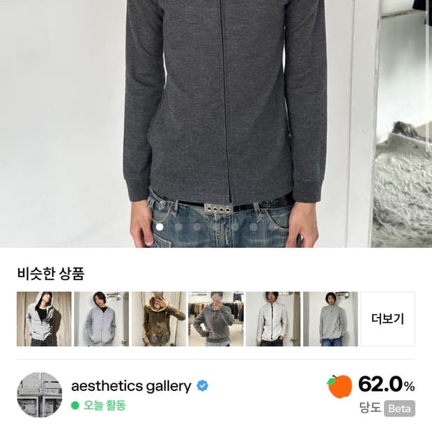 츠모리 치사토 멜란지 그레이 후드집업