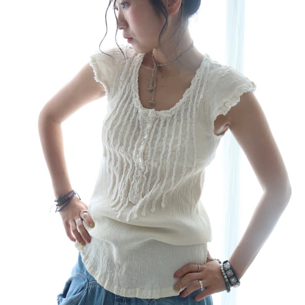 [Tsumori Chisato] Crinkle Pintuck Blouse